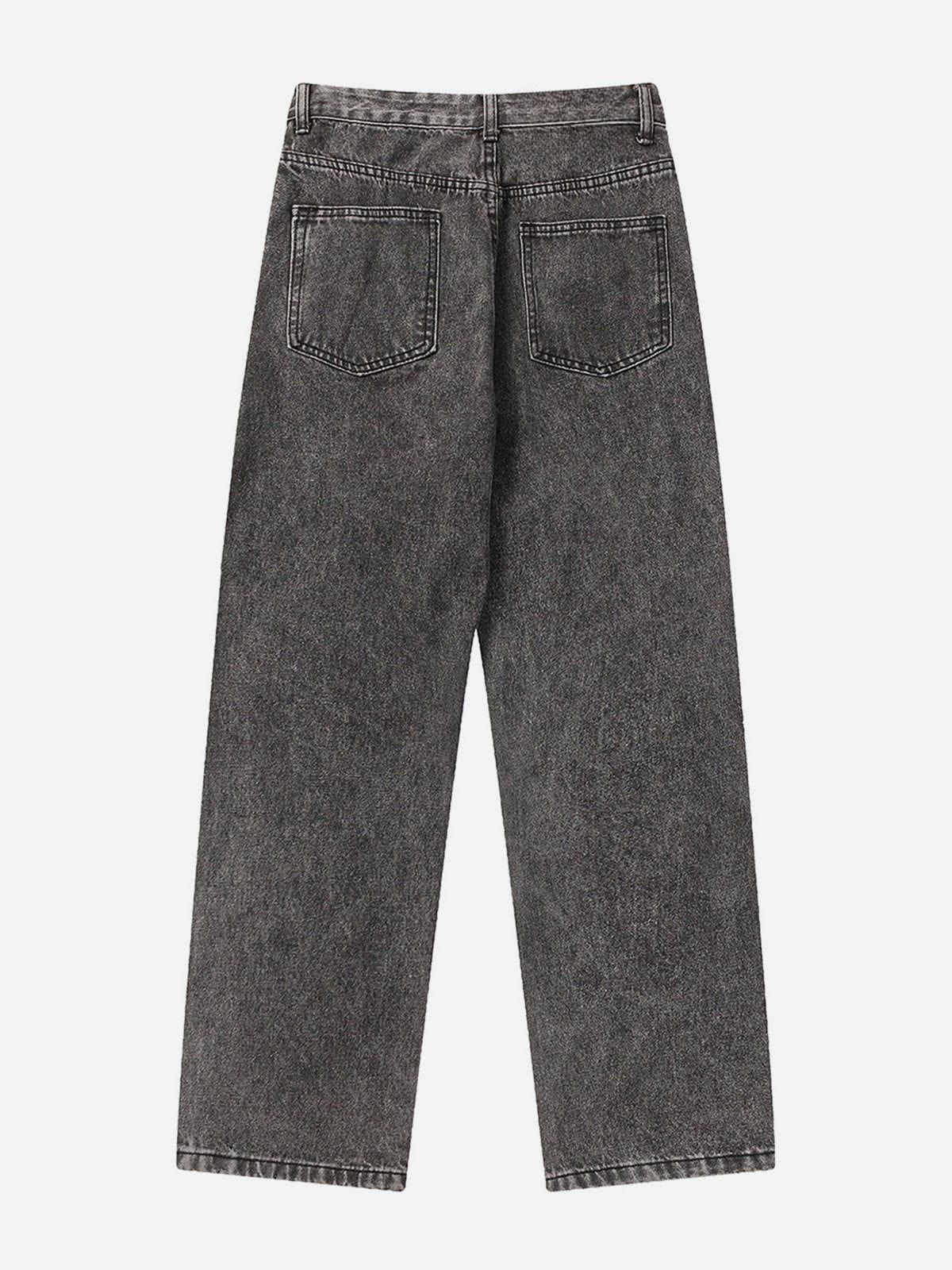 Cambered Patchwork Straight-Leg Jeans