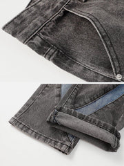 Cambered Patchwork Straight-Leg Jeans