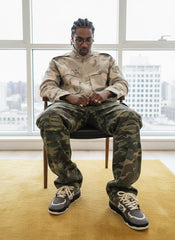 Woven Ripped Camouflage Flared Cargo Pants
