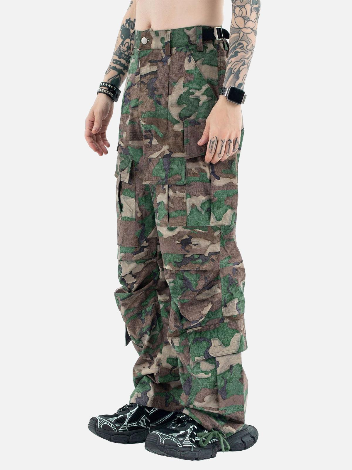 Camouflage Adjustable Belt Cargo Pants