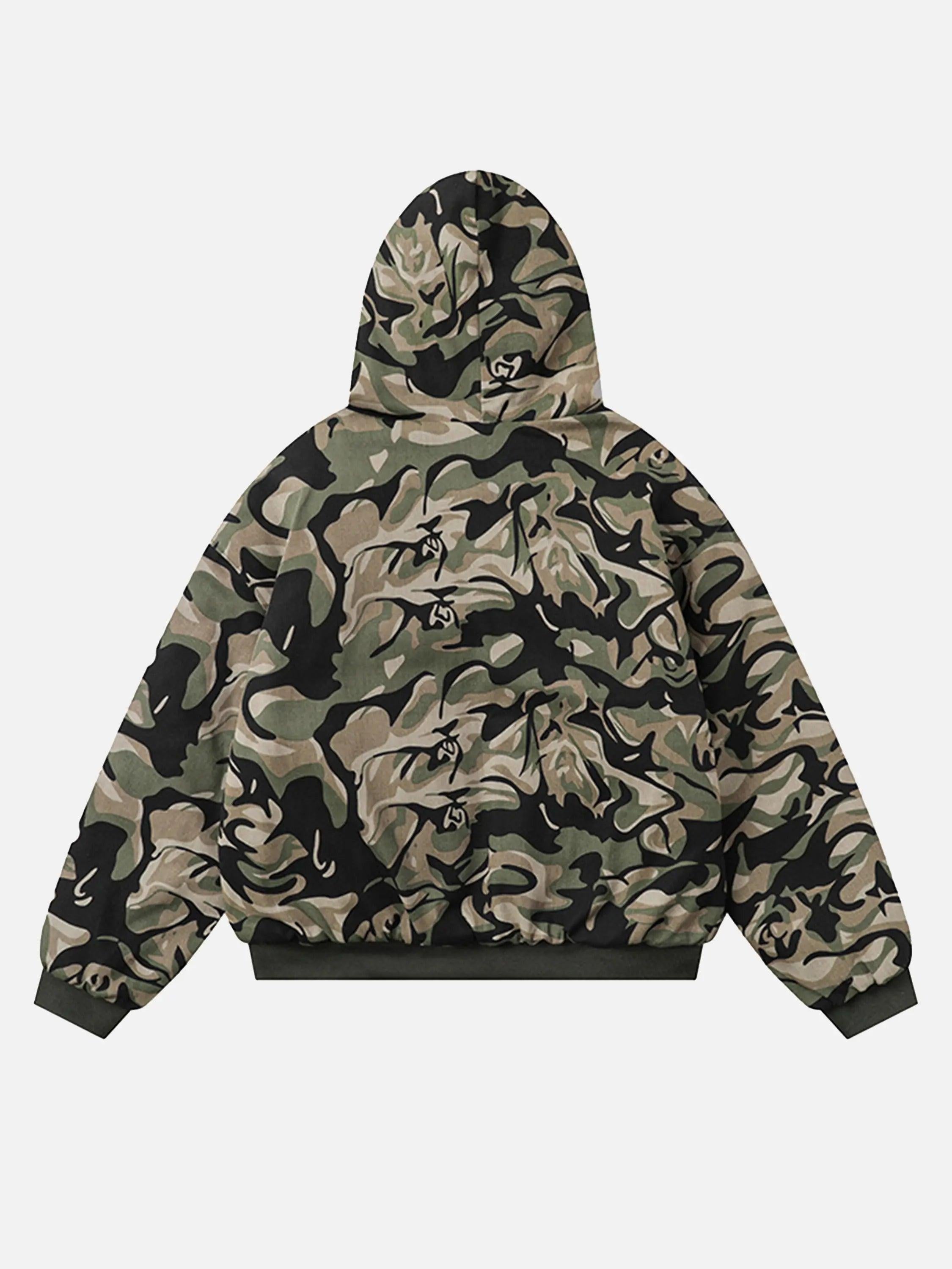 Camouflage Fur Zipper Hoodie