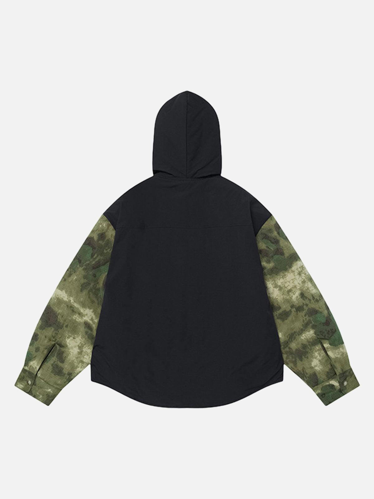 Camouflage Patchwork Hooded Jacket