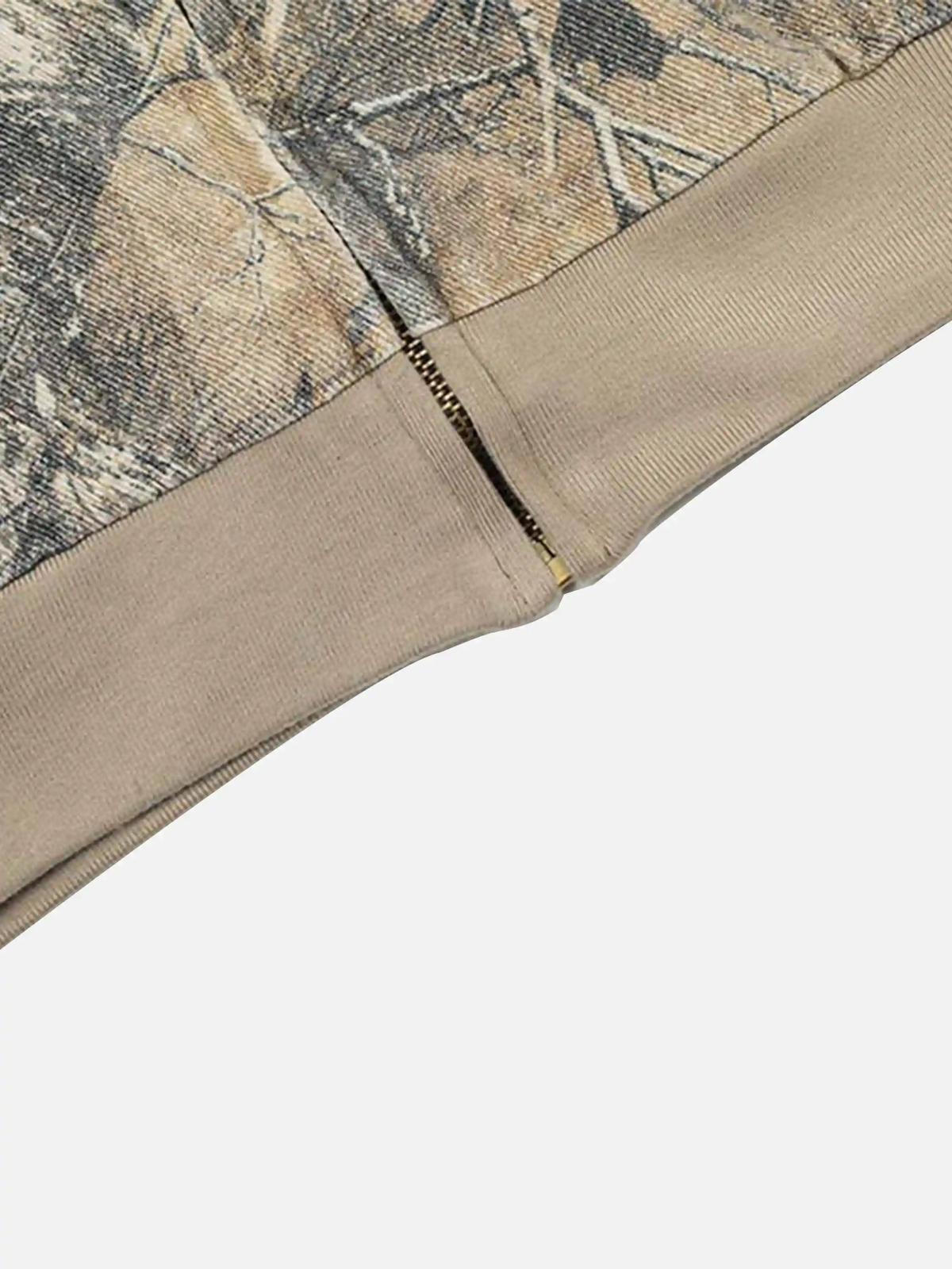 Camouflage Print Zip-Up Hoodie