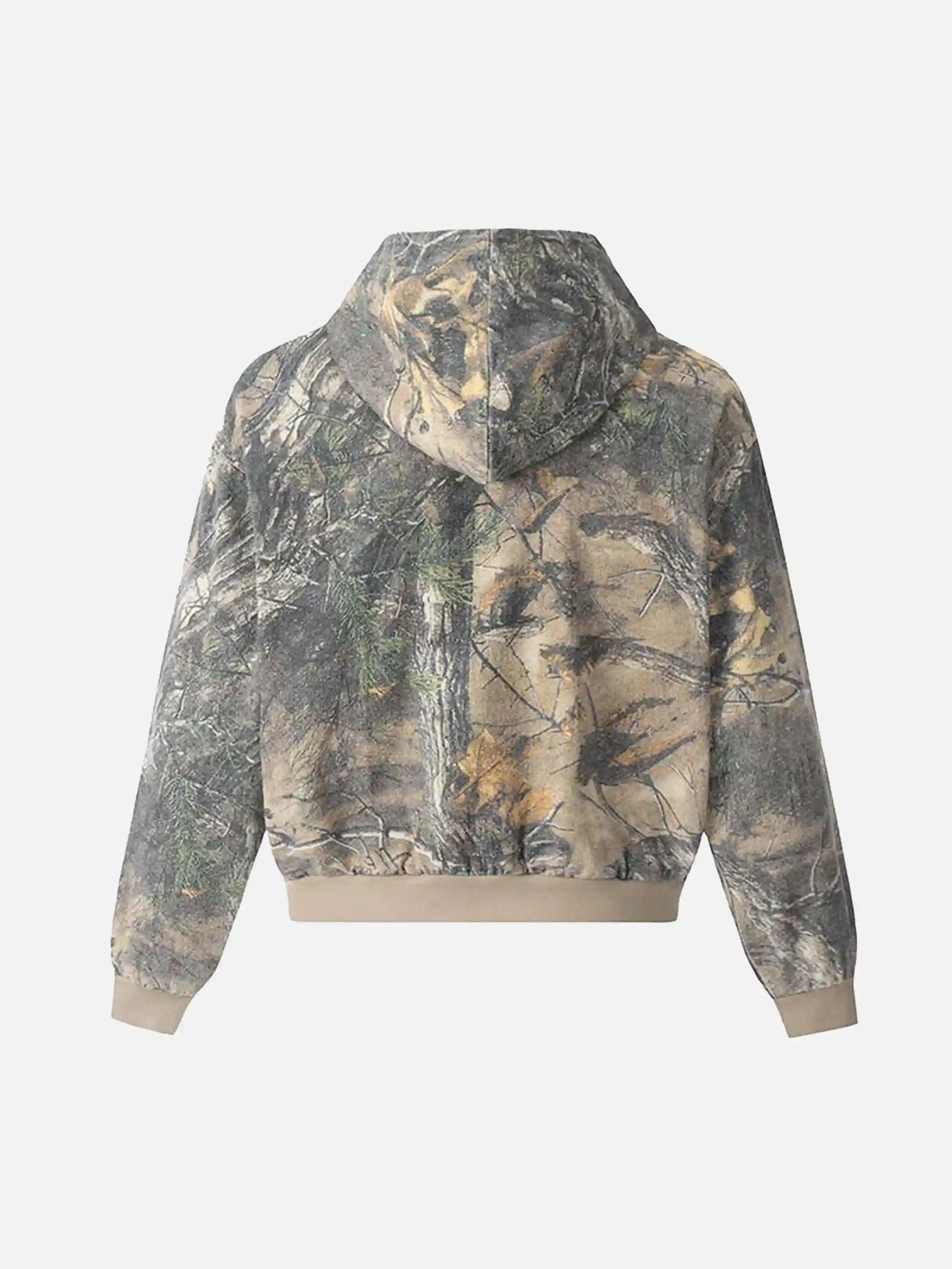 Camouflage Print Zip-Up Hoodie