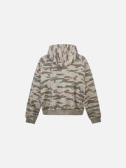 Camouflage Sequin Letter Pattern Zipper Hoodie