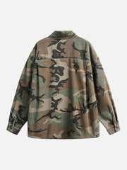 Camouflage Washed Distressed Denim Shirt