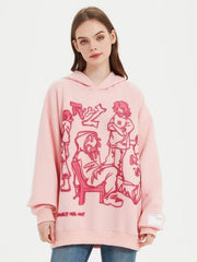 Cartoon Line Character Print Hoodie