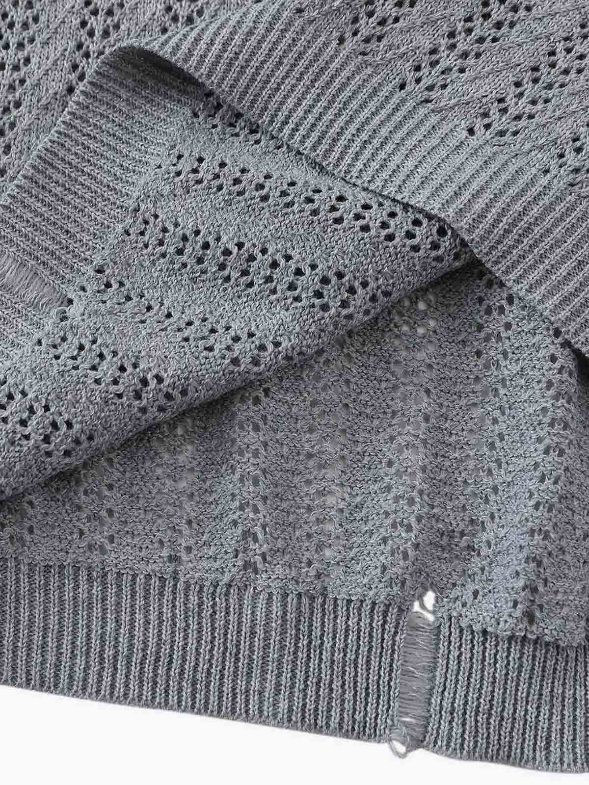 Streetwear Retro Hollow-Out Knit Sweater