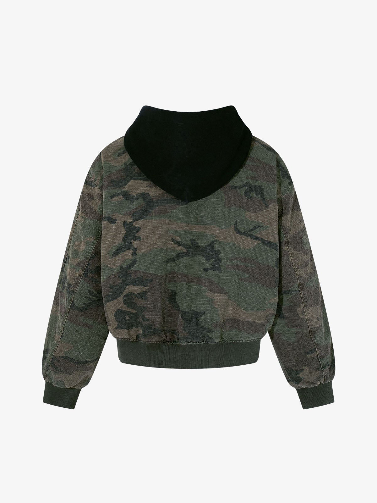 Retro Camouflage Faux Two-Piece Bomber Jacket