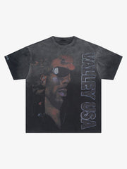 Heavy Washed Rap Music Festival Printed T-Shirt