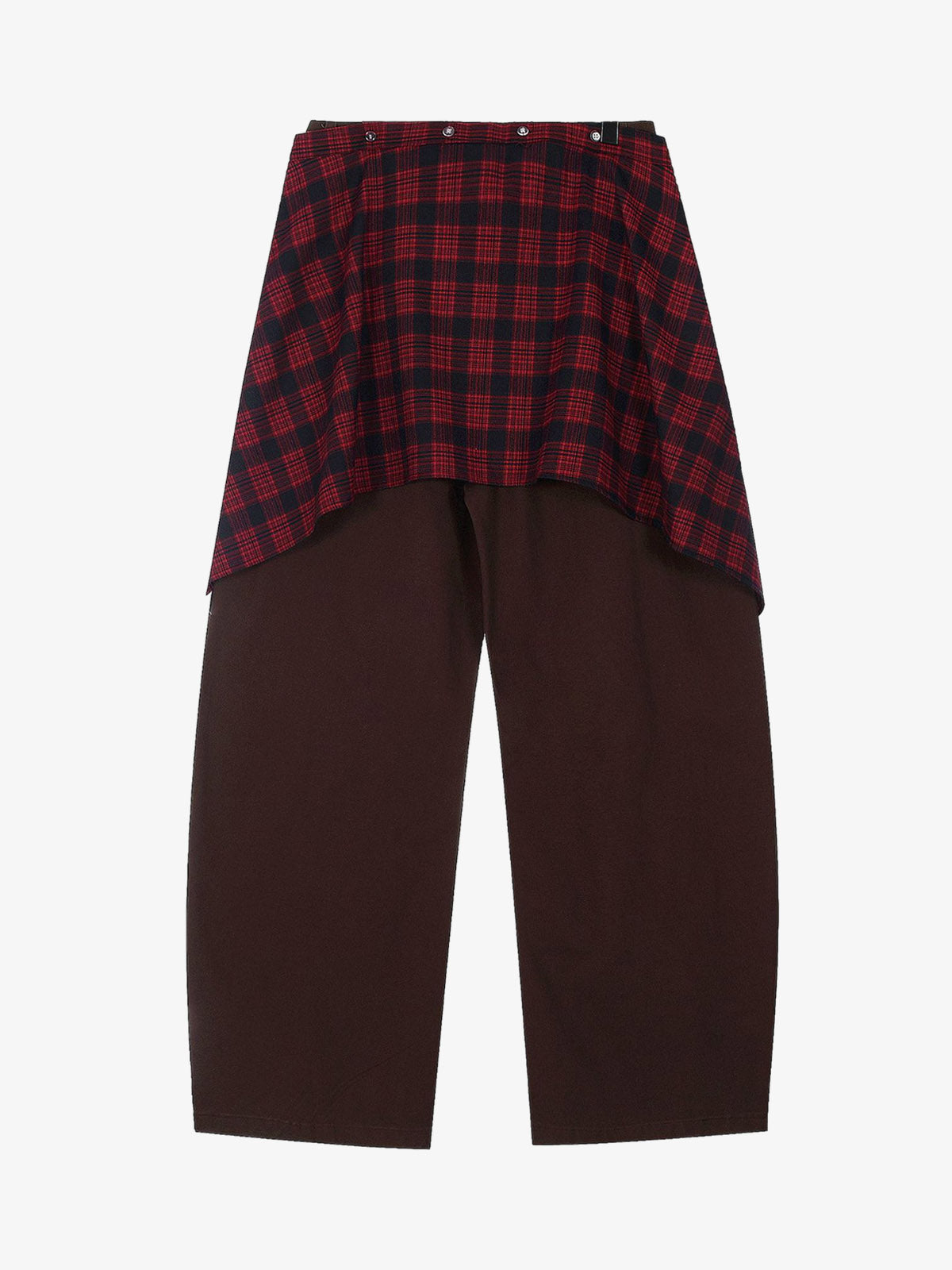 Plaid Decorative Patchwork Loose Pants