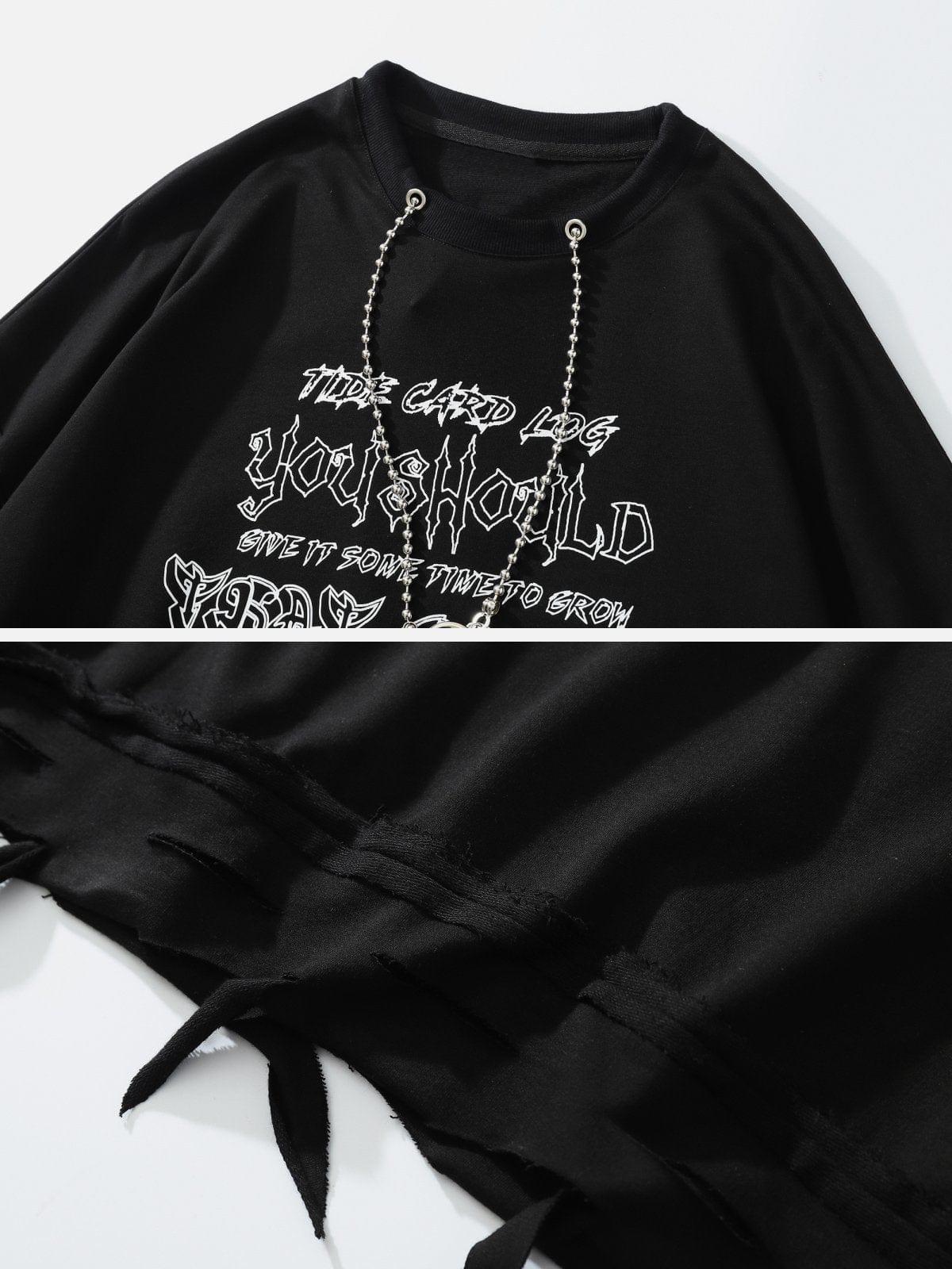 Chain Decoration Distressed Tee