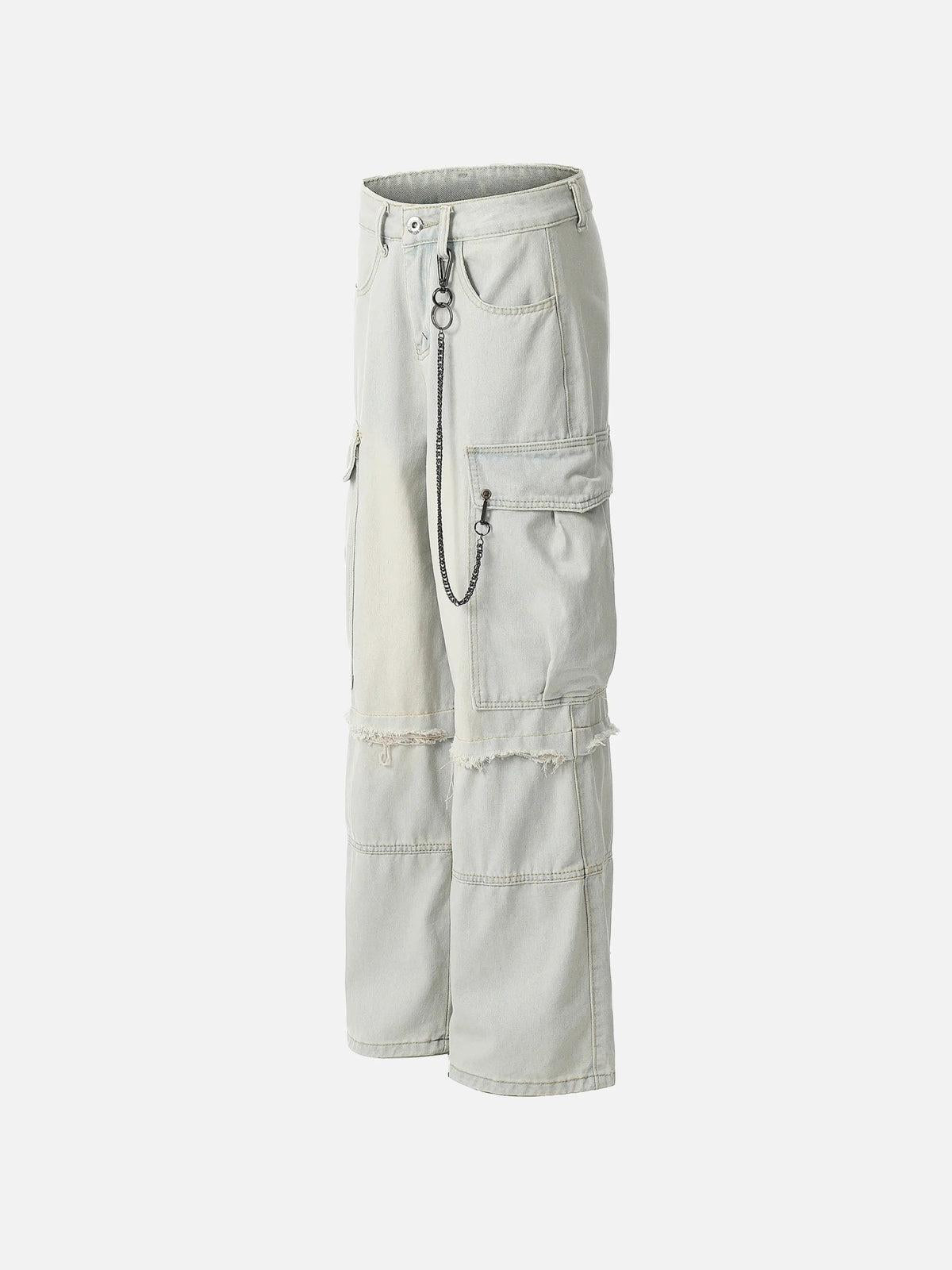 Chain Design Big Pockets Cargo Jeans