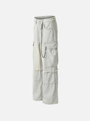 Chain Design Big Pockets Cargo Jeans