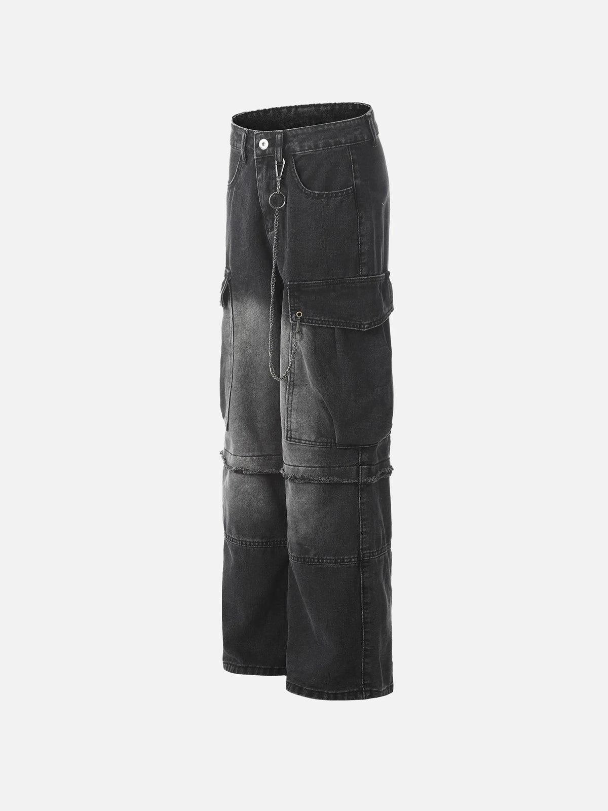 Chain Design Big Pockets Cargo Jeans