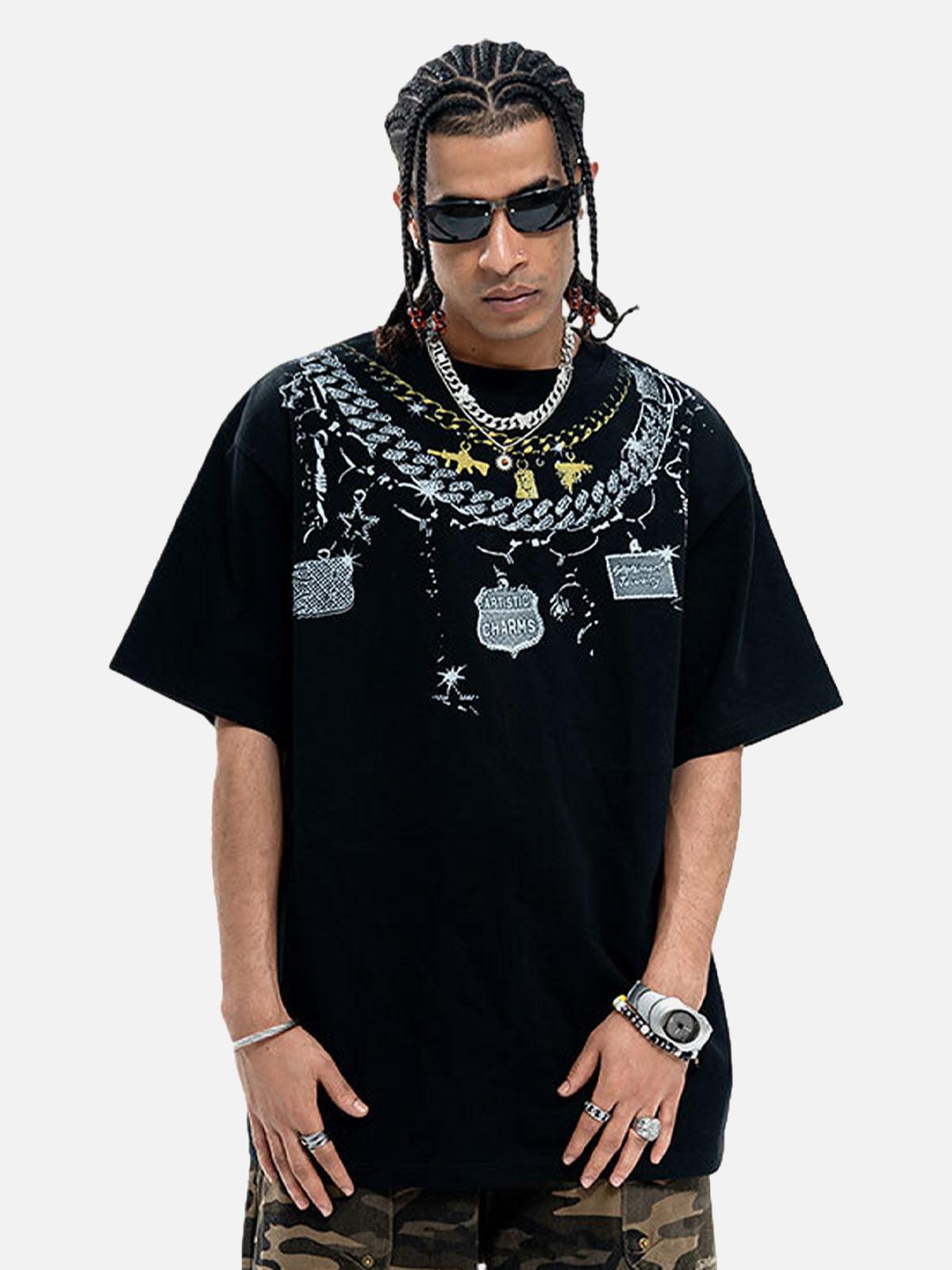 Chain Print Crew Neck T-Shirt