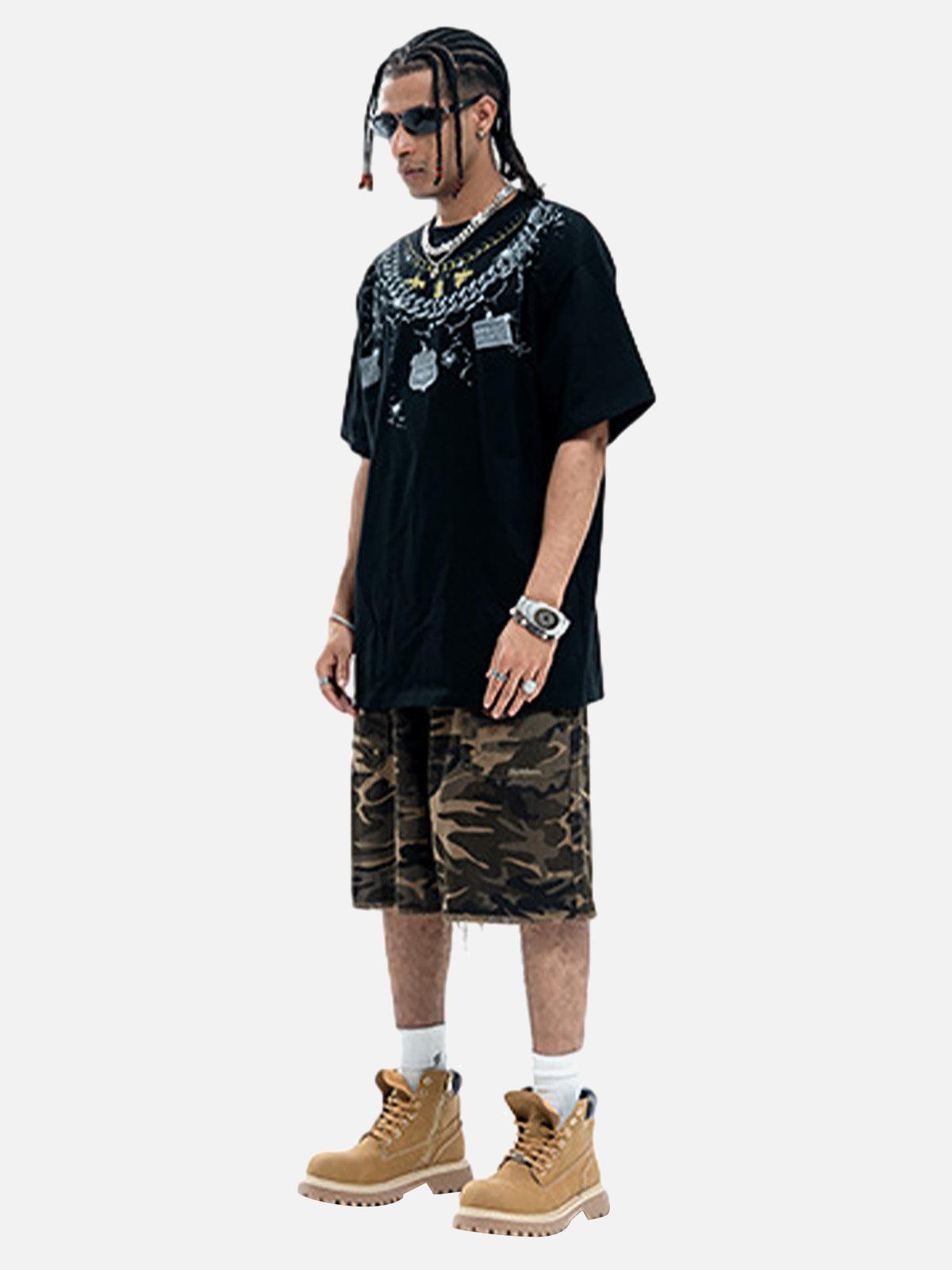 Chain Print Crew Neck T-Shirt