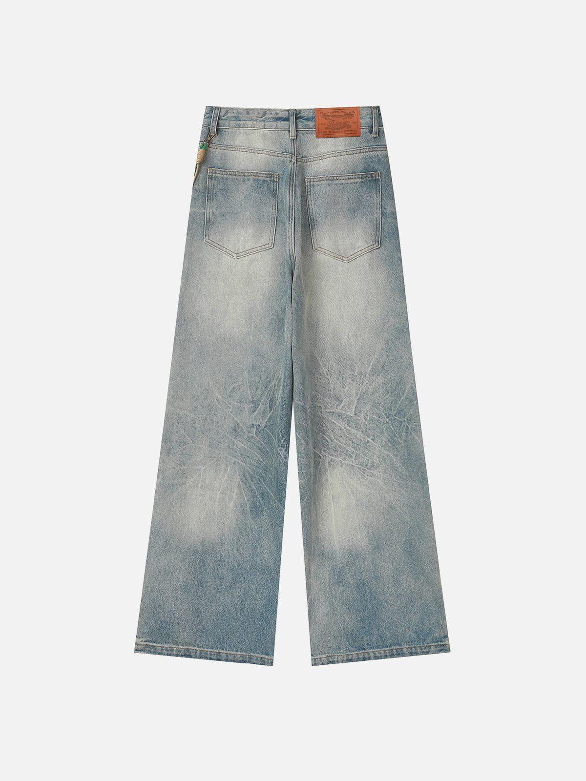 Chain Washed Graphic Jeans