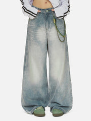Chain Washed Graphic Jeans