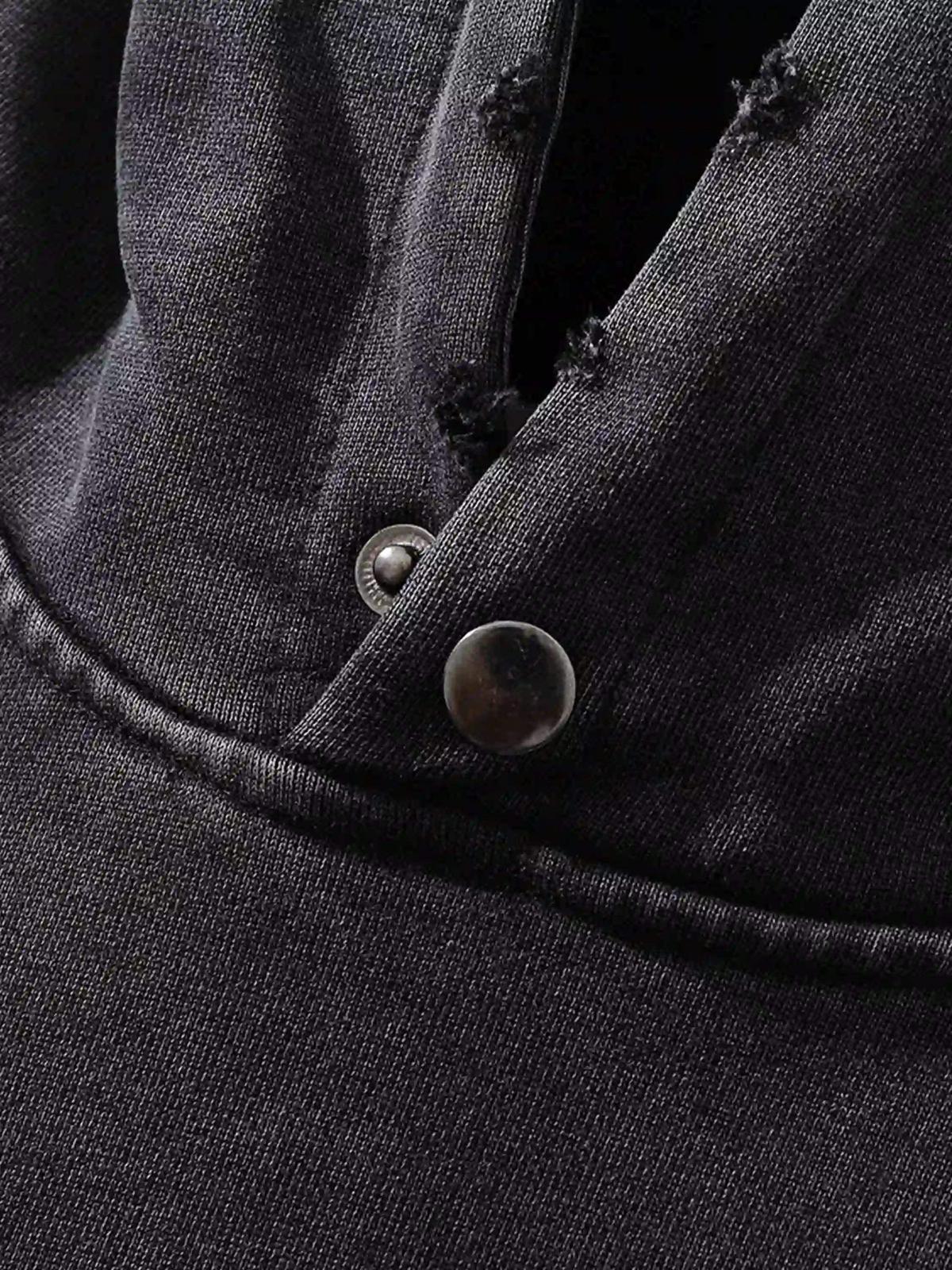 Character Portrait Old Hip-Hop Loose Worn Hoodie