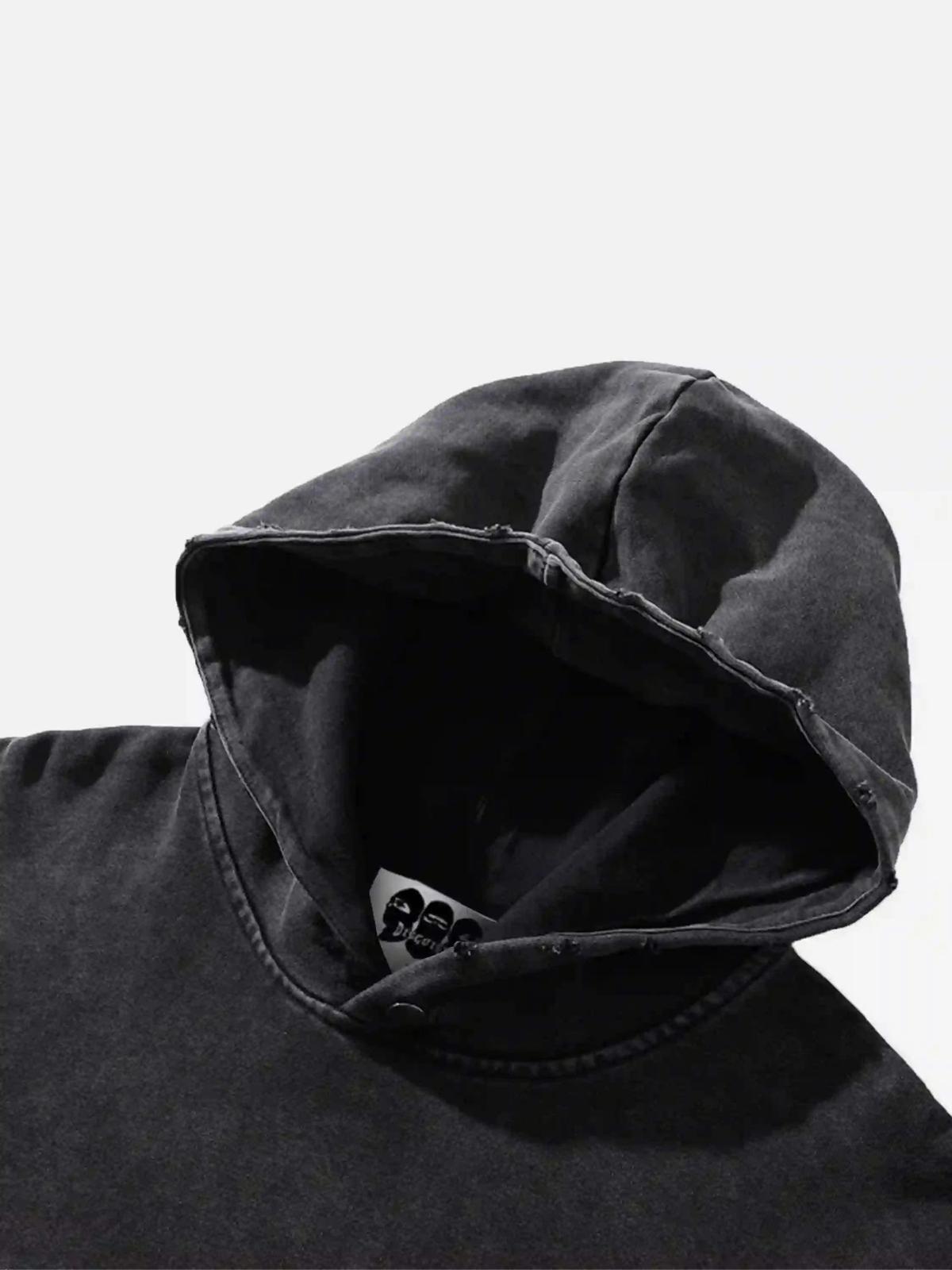 Character Portrait Old Hip-Hop Loose Worn Hoodie