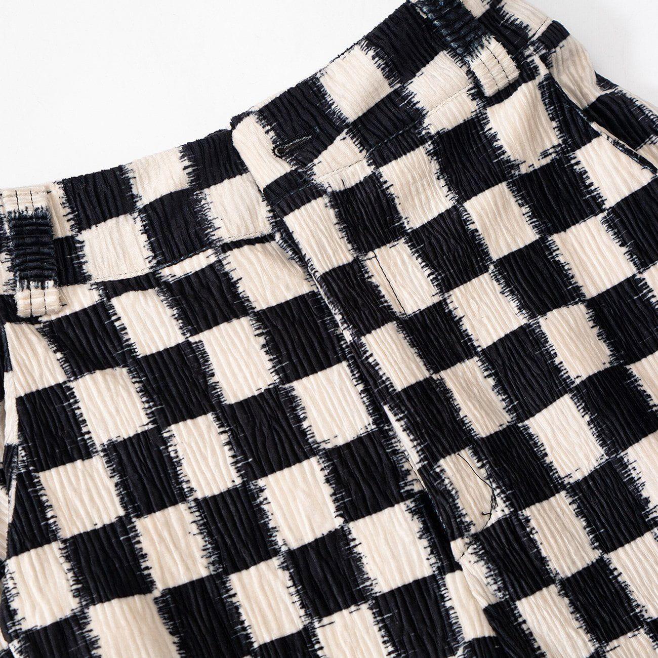 Checkerboard Elastic Horn Pants