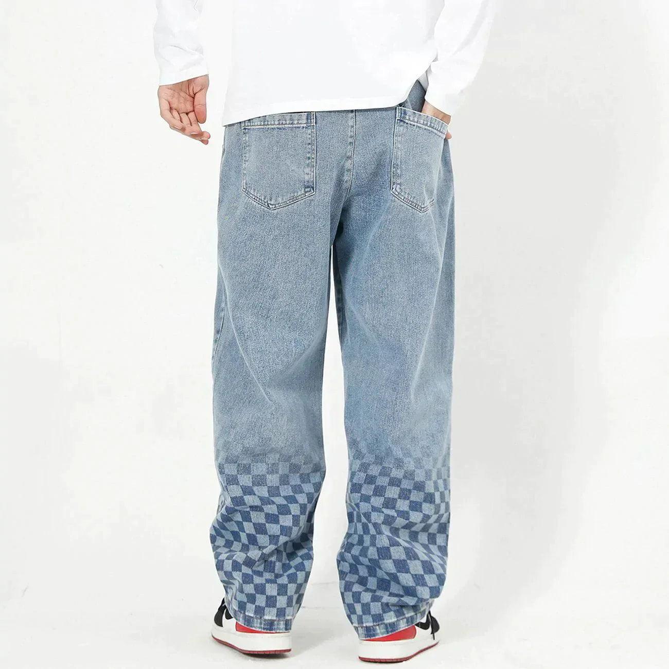 Checkerboard Print Jeans