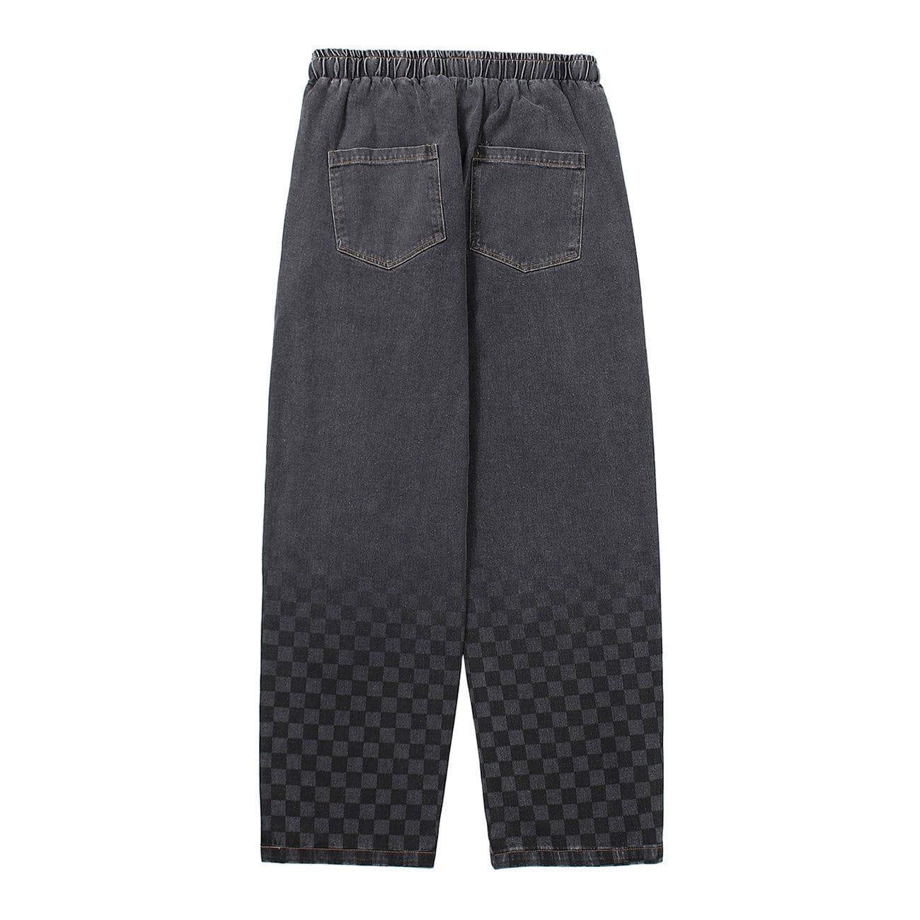 Checkerboard Print Jeans
