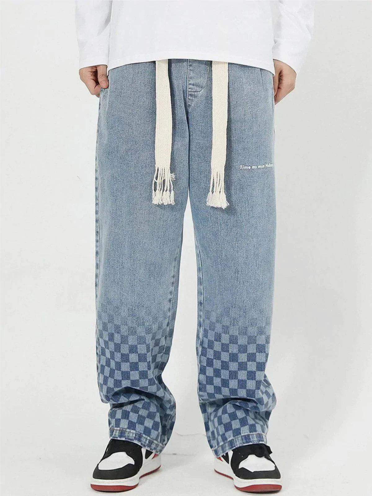 Checkerboard Print Jeans