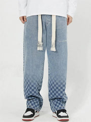 Checkerboard Print Jeans