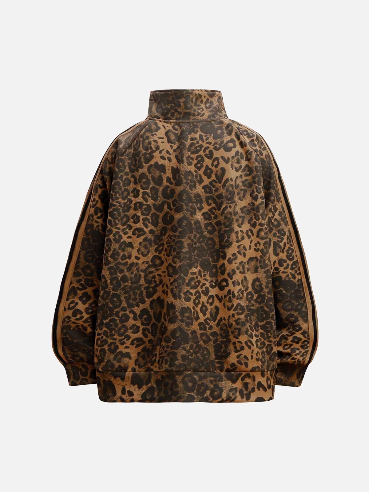 Cheetah Print Suede Track Jacket