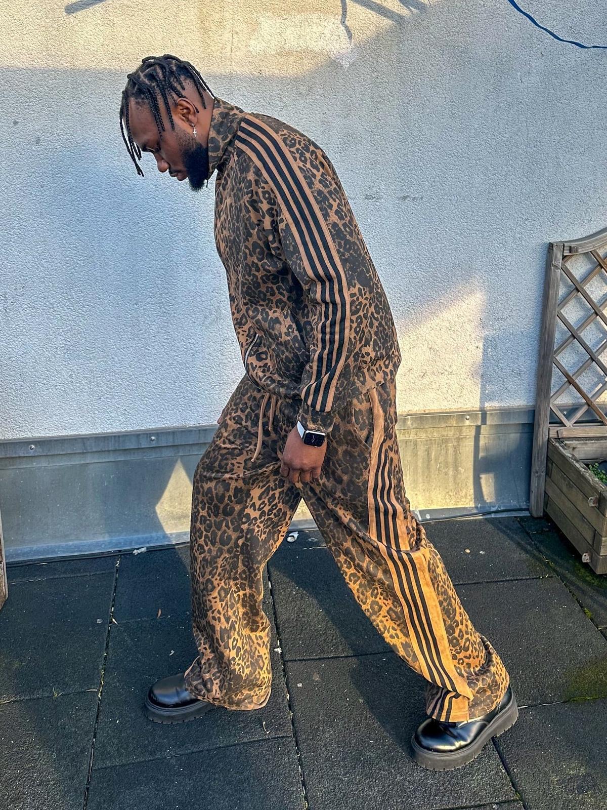 Cheetah Print Suede Track Jacket