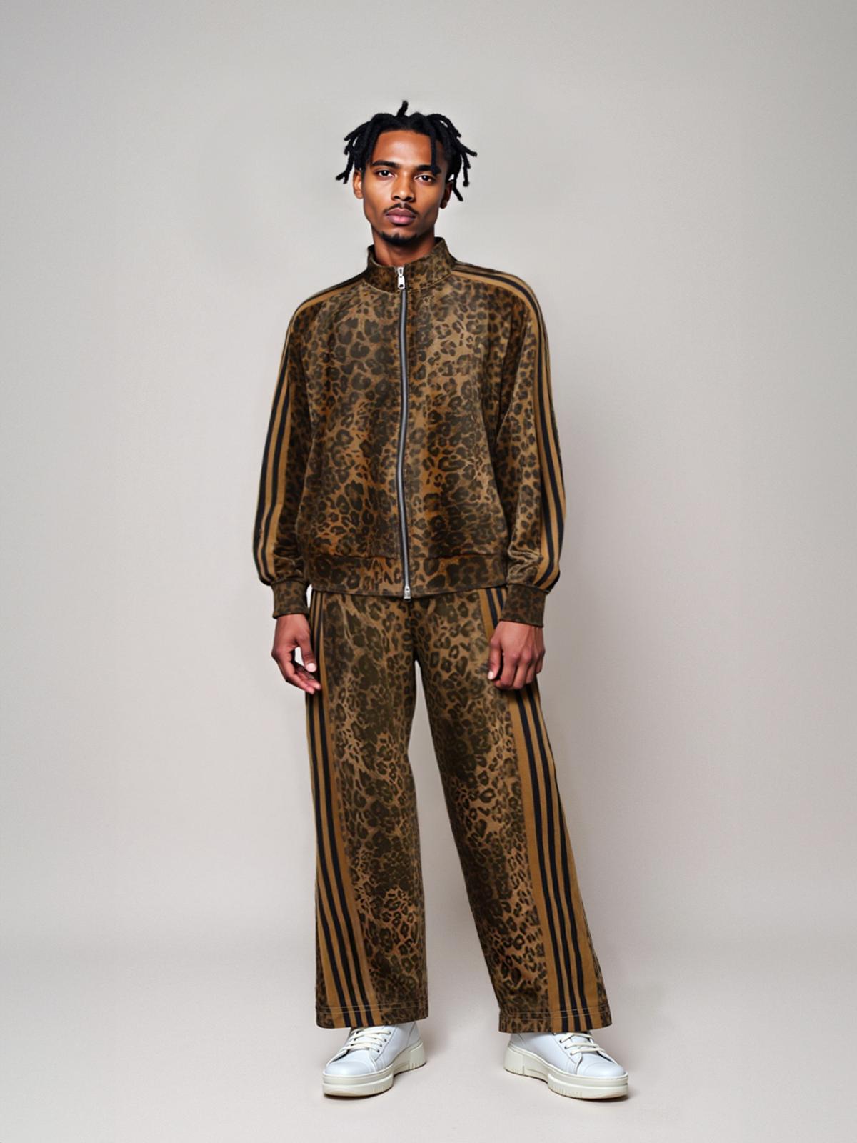 Cheetah Print Suede Track Jacket