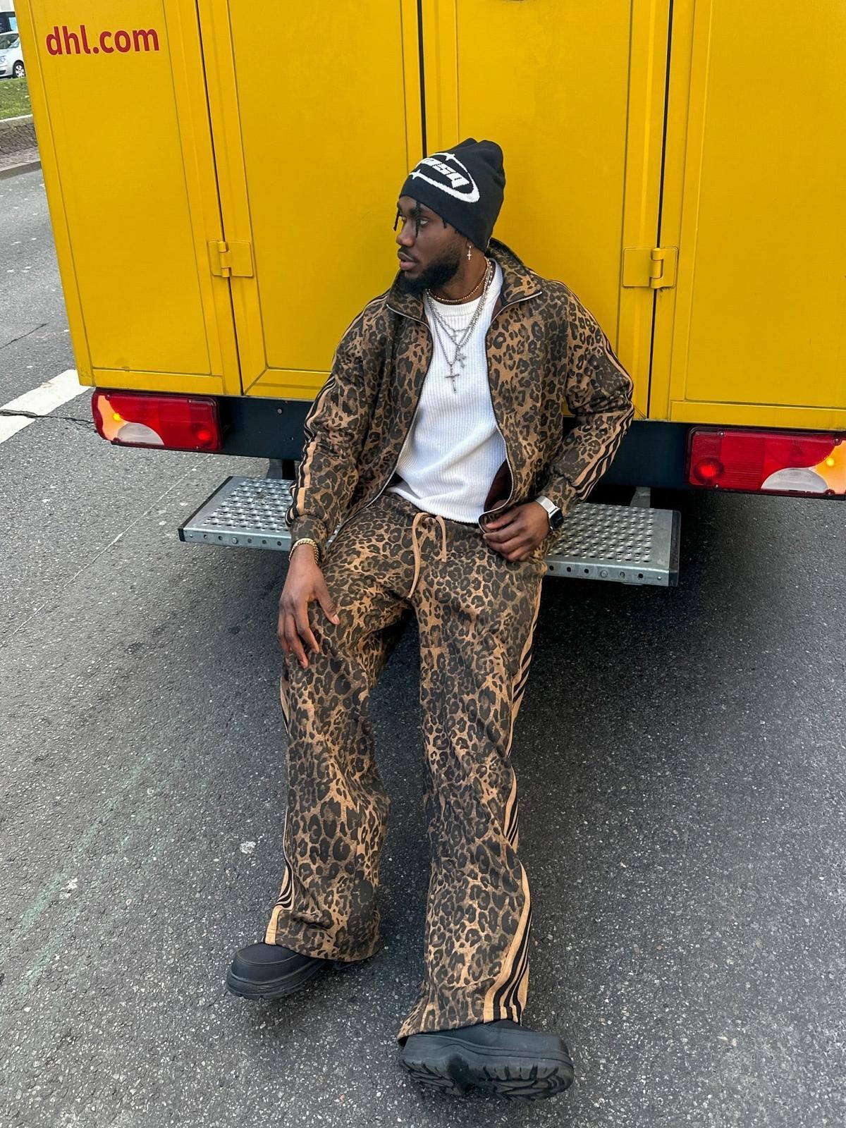 Cheetah Print Suede Track Jacket