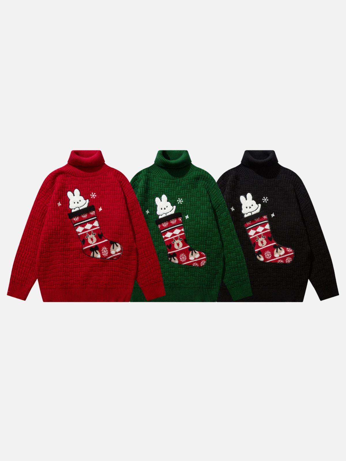 Christmas Socks and Rabbit Print Sweater