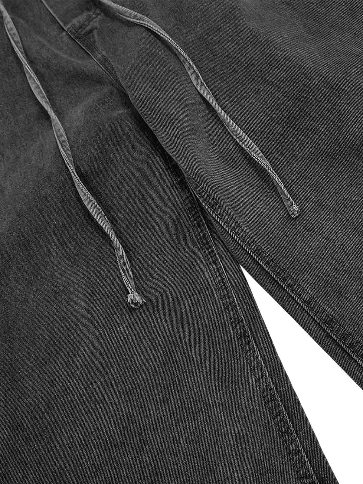 Classic Washed Drawstring Baggy Jeans