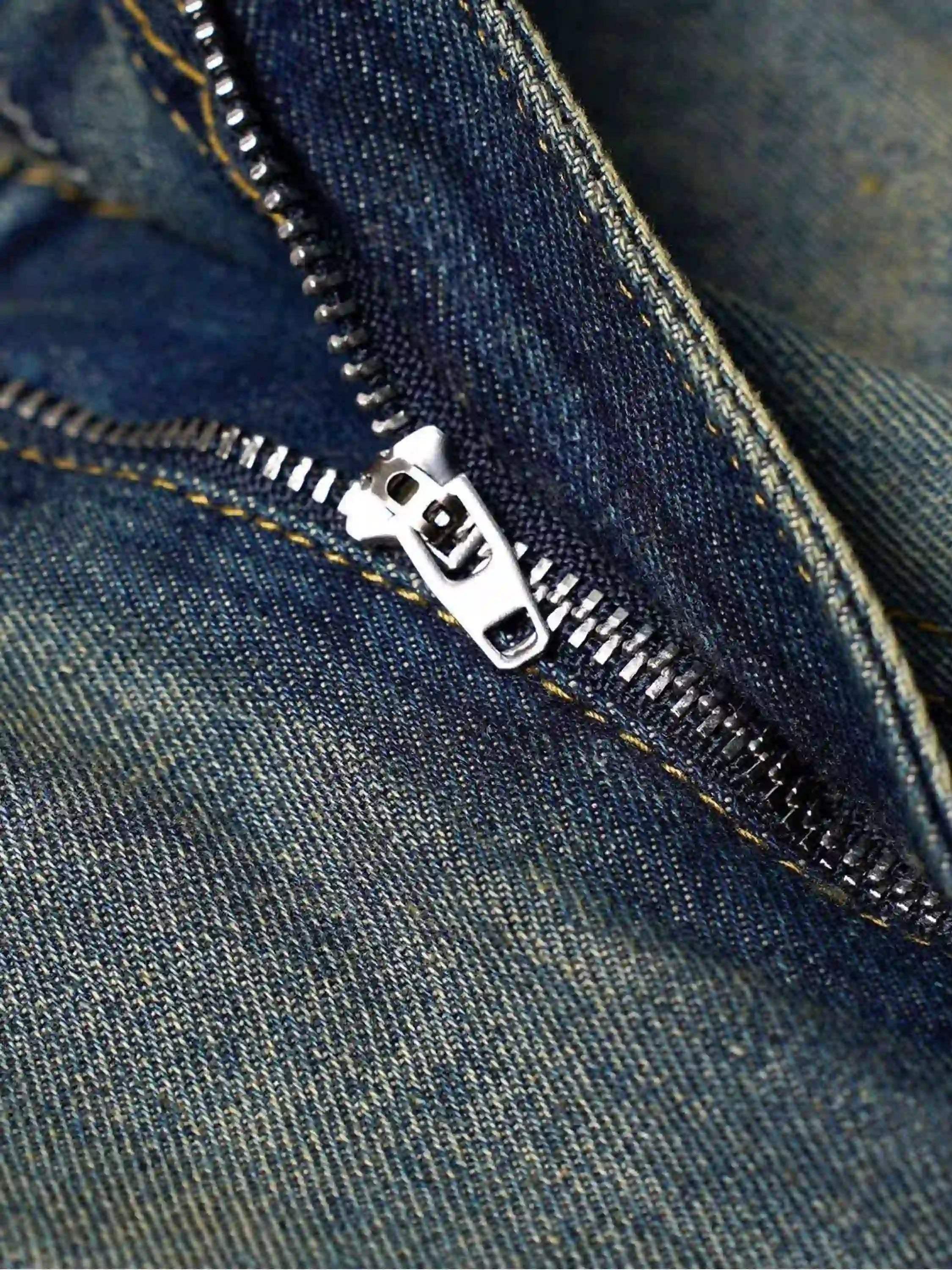 Clean Fit Whisker Patchwork Cropped Denim Jorts