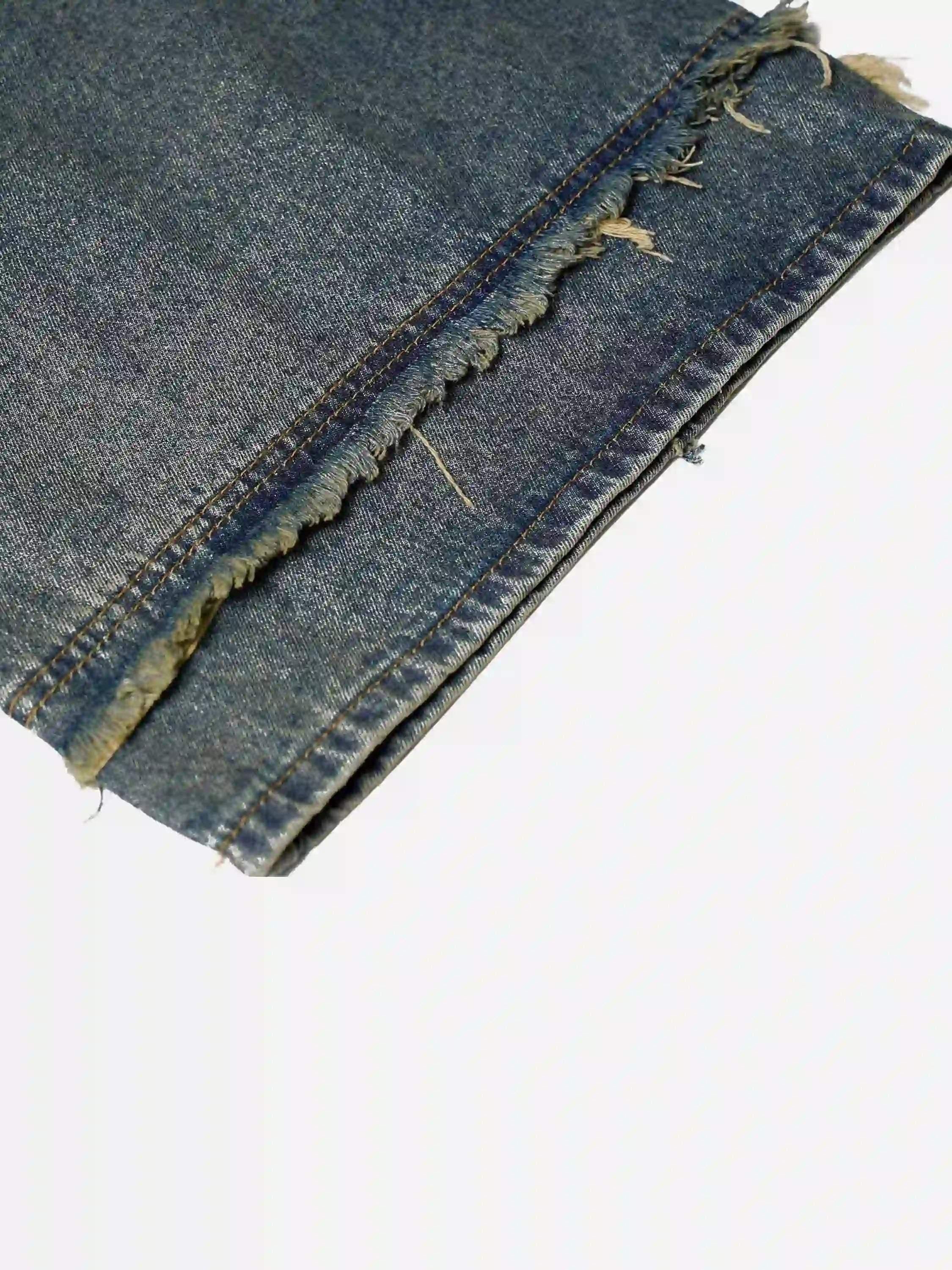 Clean Fit Whisker Patchwork Cropped Denim Jorts