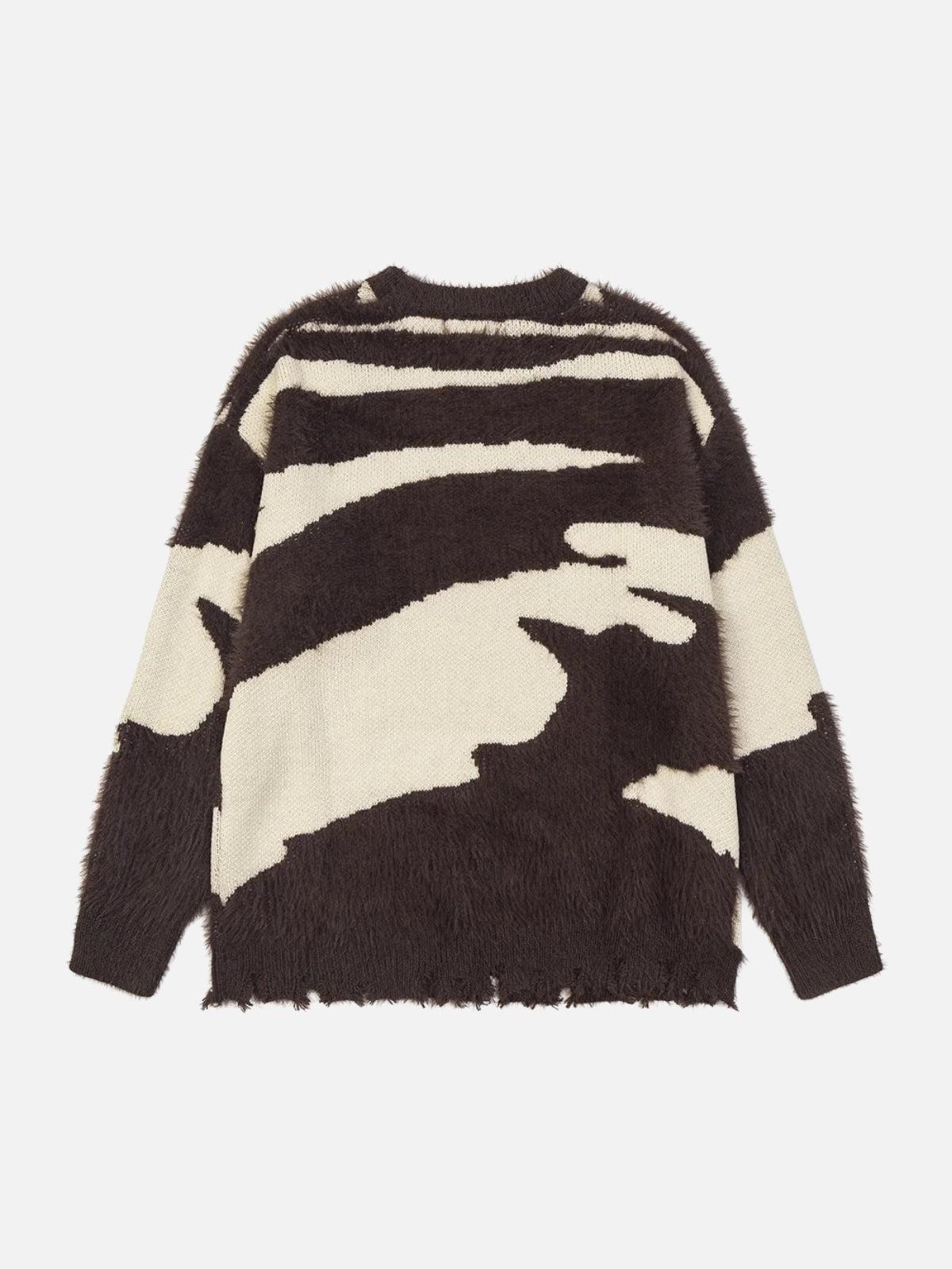 Color Block Letter Jacquard Sweater
