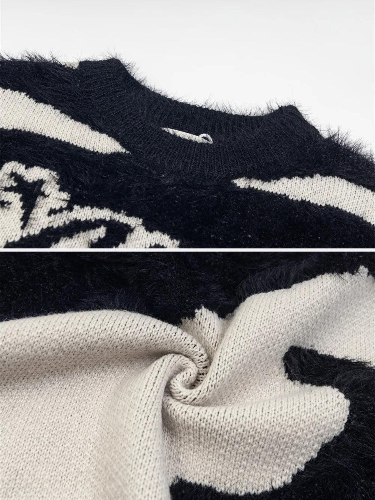 Color Block Letter Jacquard Sweater