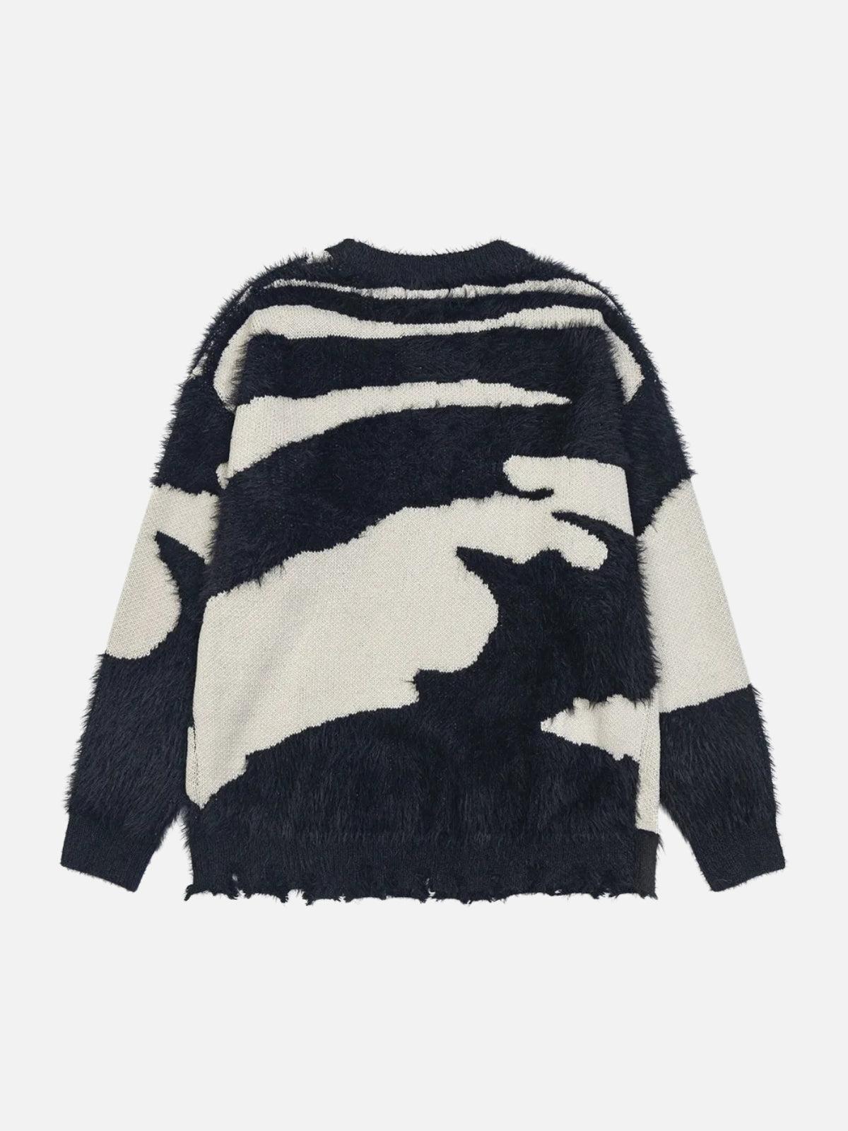Color Block Letter Jacquard Sweater