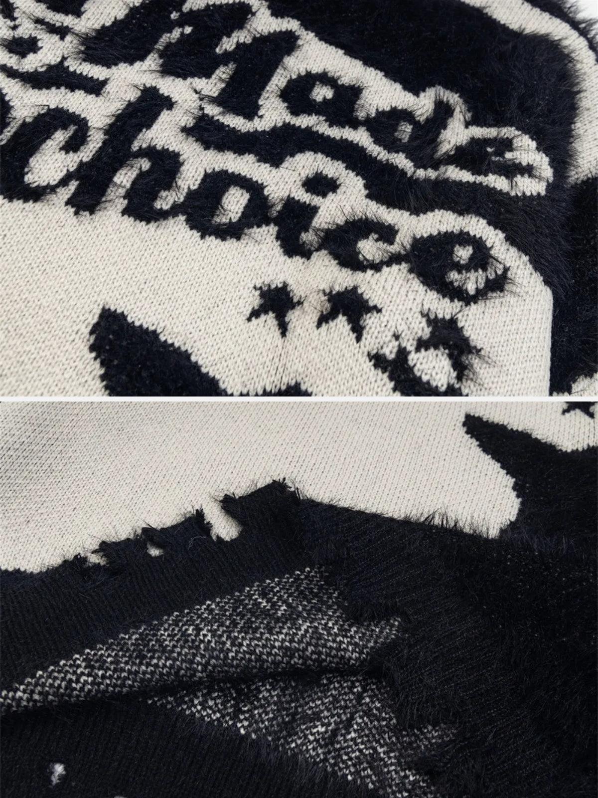 Color Block Letter Jacquard Sweater