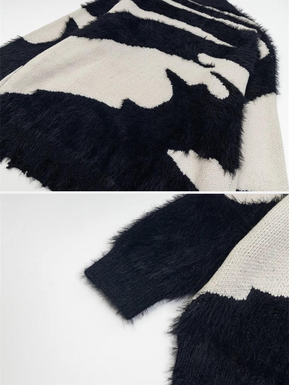 Color Block Letter Jacquard Sweater