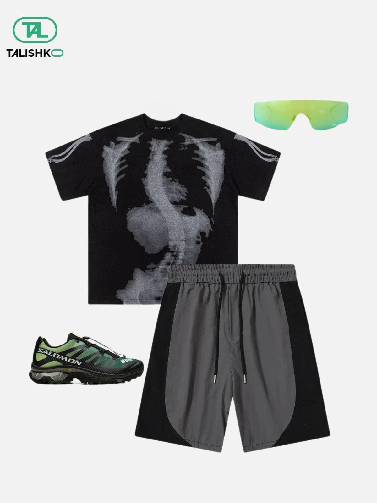 Color Blocking Drawstring Shorts