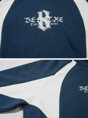 Color Blocking Gothic Letter Hoodie