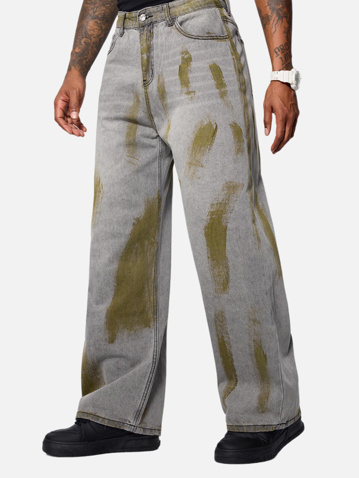 Color Blocking Loose Jeans