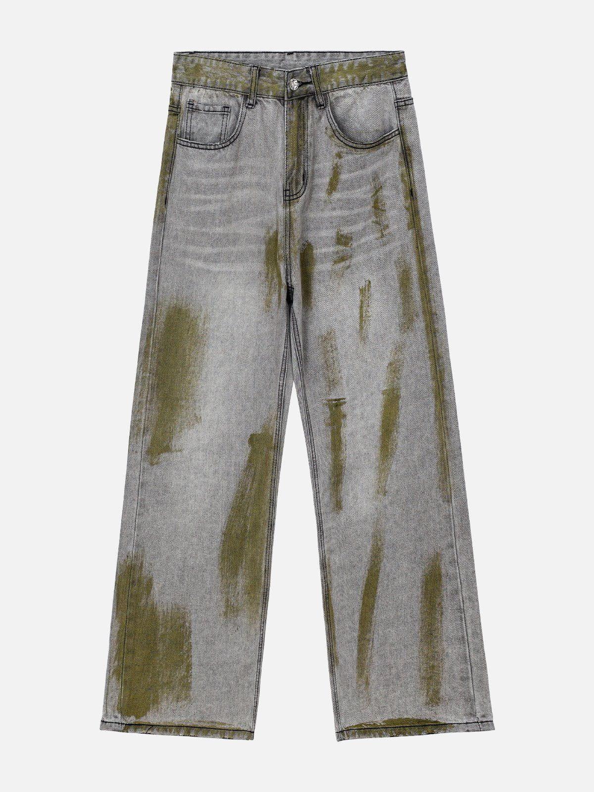 Color Blocking Loose Jeans