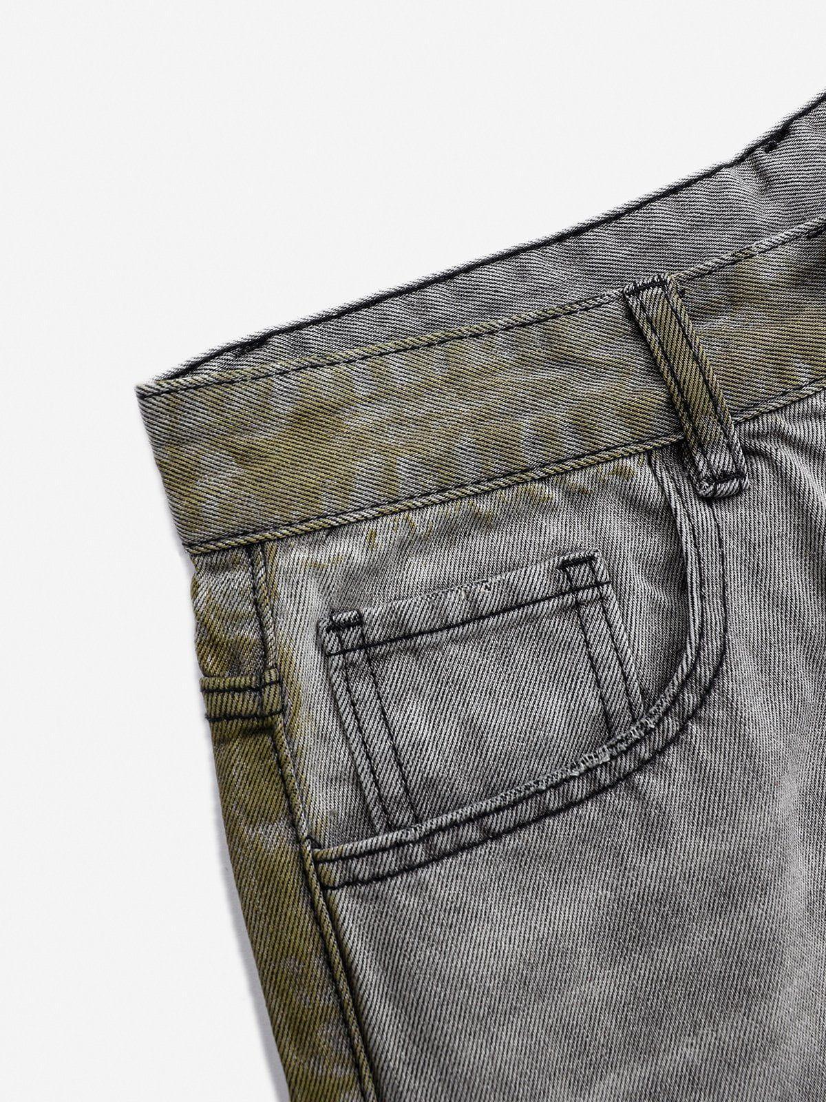 Color Blocking Loose Jeans