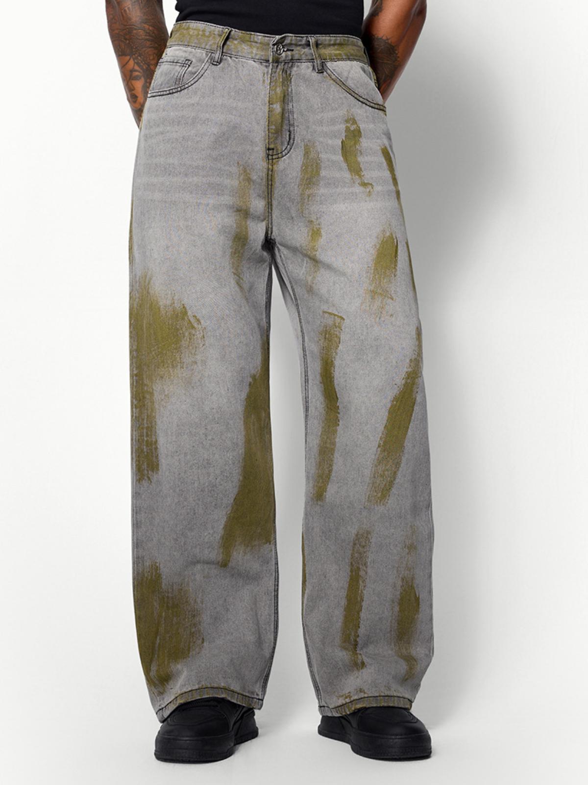 Color Blocking Loose Jeans