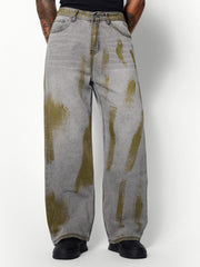 Color Blocking Loose Jeans